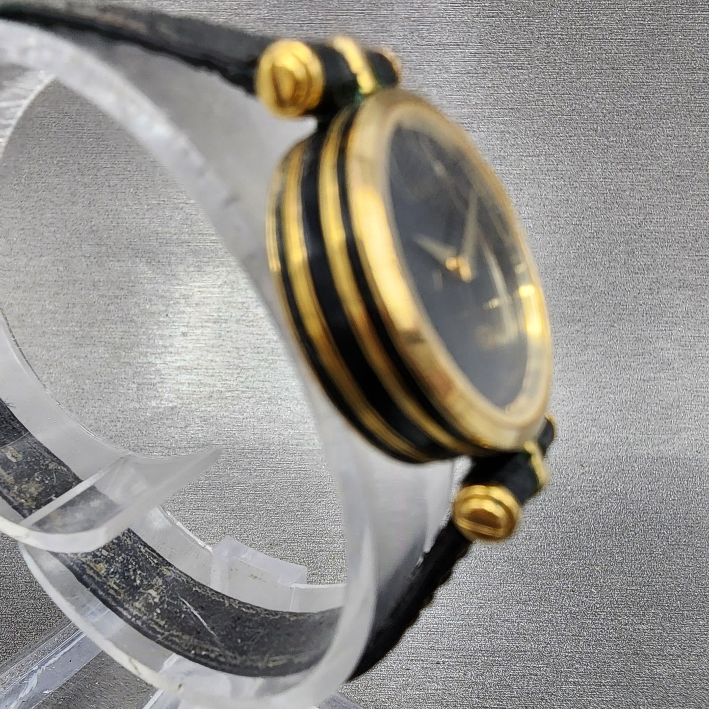 Gucci 2000L Watch Women 21mm Black Dial Gold Tone Round PARTS