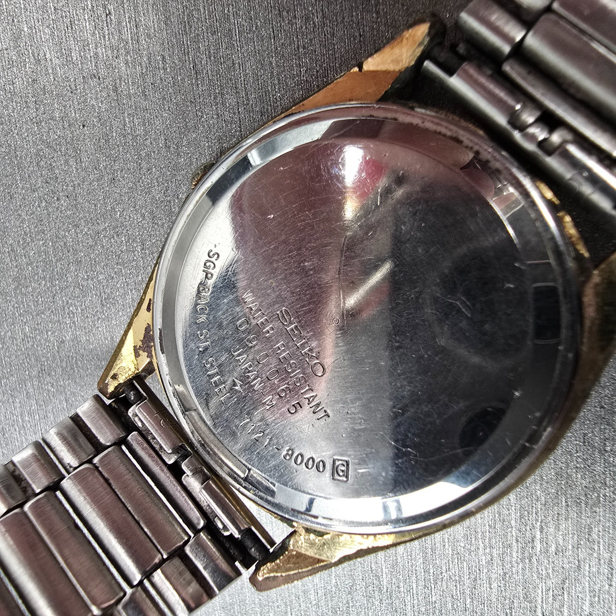 Seiko Watch Men 34mm Champagne Dial Gold Tone Round 7121-8000 New Battery10
