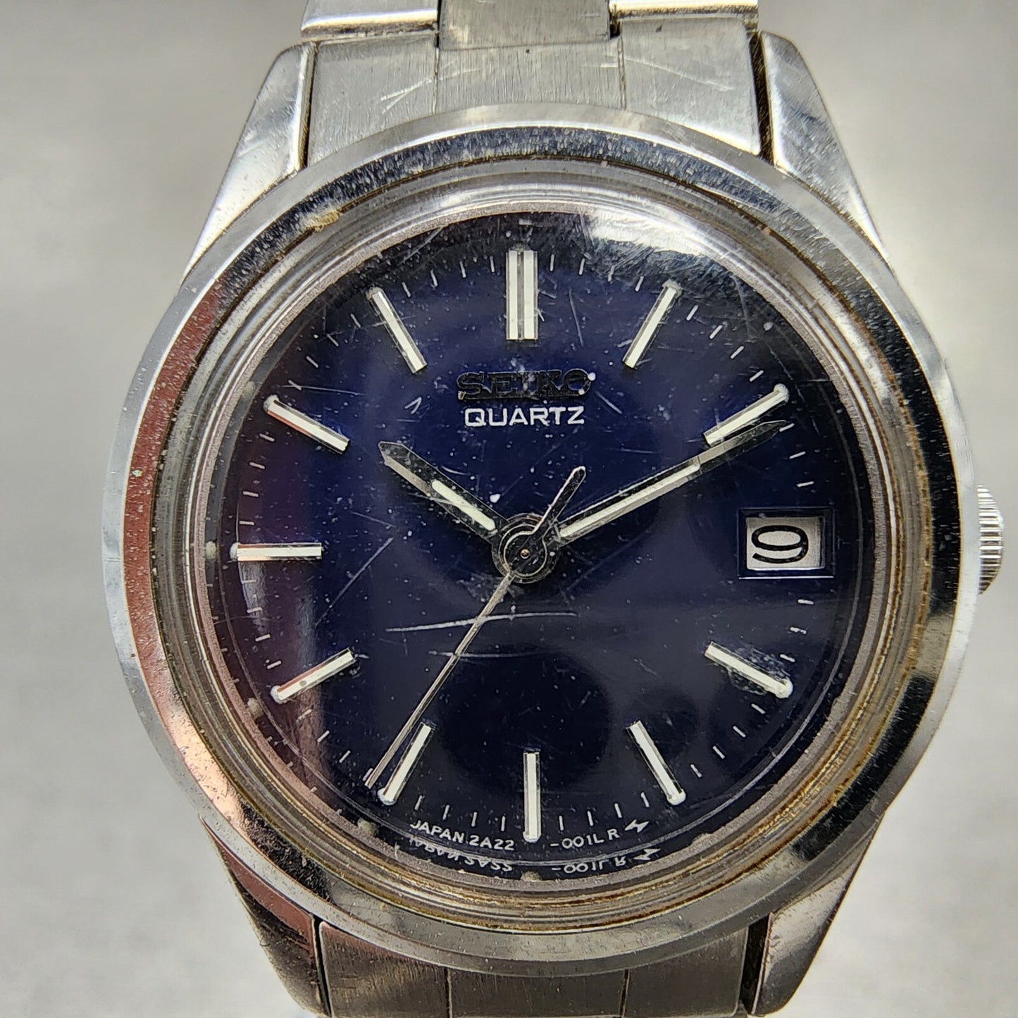 Seiko Watch Women 23mm Blue Dial Silver Tone Date Round 2A22-0270 New Battery