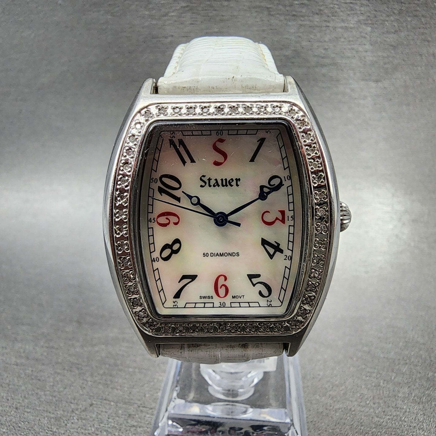 Stauer Watch Women 34mm MOP Dial Steel Diamond Accents 15510 New Battery