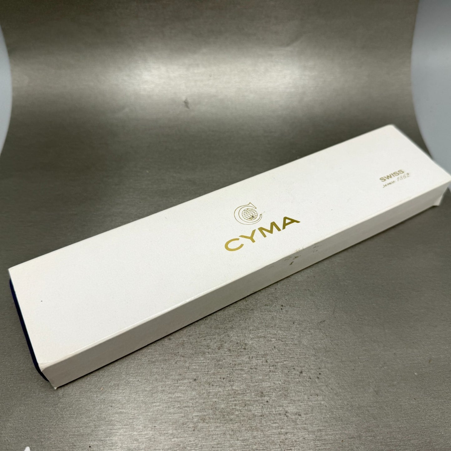 Cyma Watch Women 24mm Blue Dial Gold Tone Round 906 W/Box New Battery12