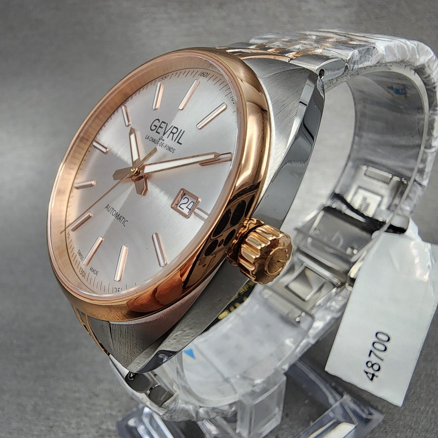 Gevril Five Points Automatic Watch Men 39mm Silver Dial Two Tone Date 48700