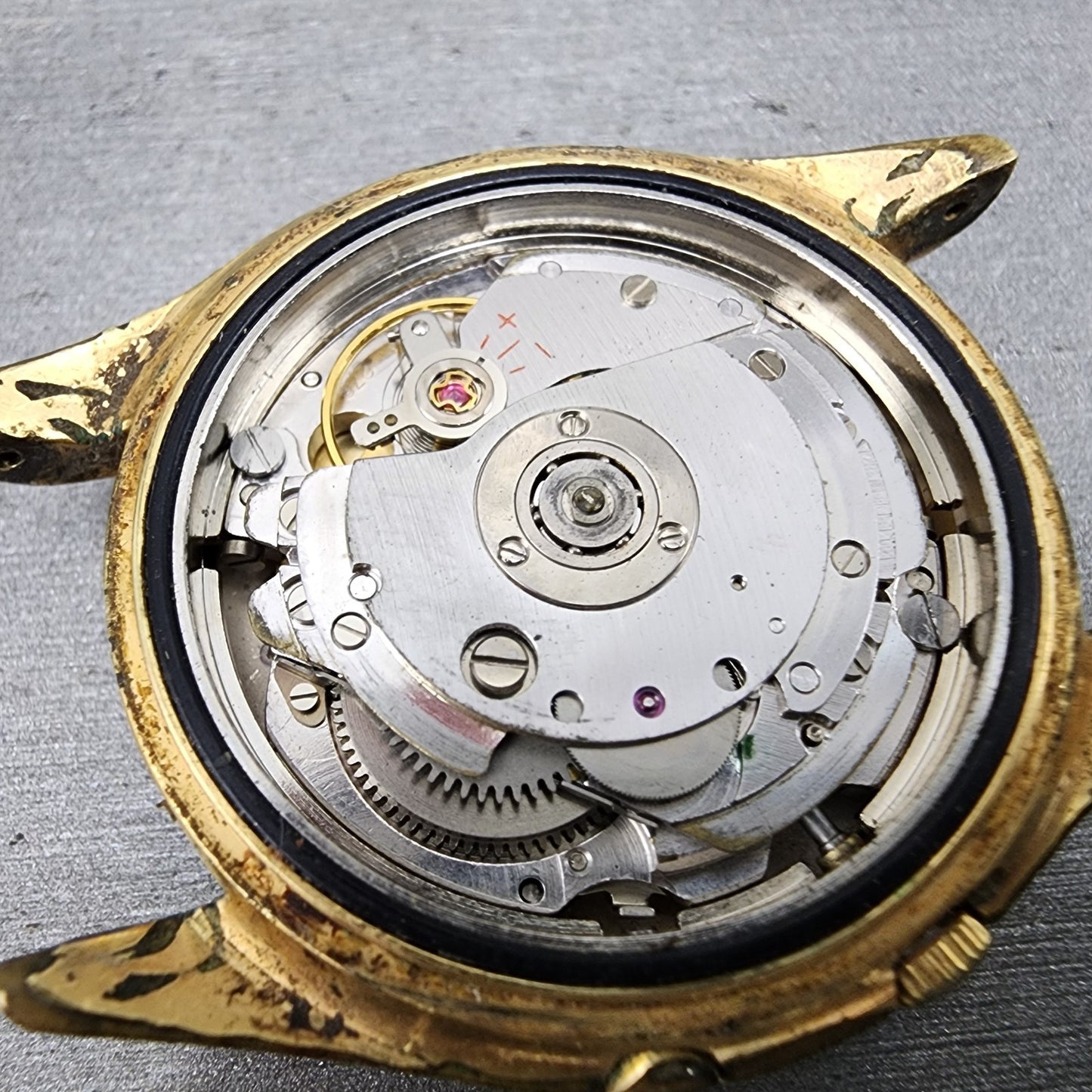 Seiko Sportsmatic 5 Deluxe Watch Men 38mm Silver Dial Gold Tone 7619-9010 PARTS