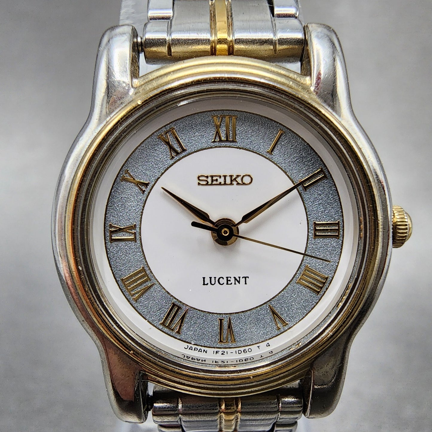 Seiko Lucent Watch Women 22mm White Dial Two Tone Round 1f21-0j80 New Battery
