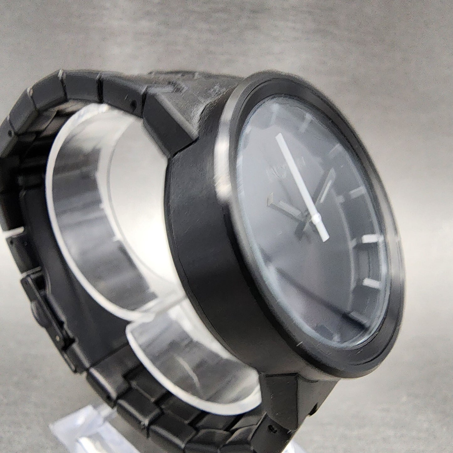 Nixon Cannon Watch Men 40mm Black Dial Black Tone Round Bracelet new Battery