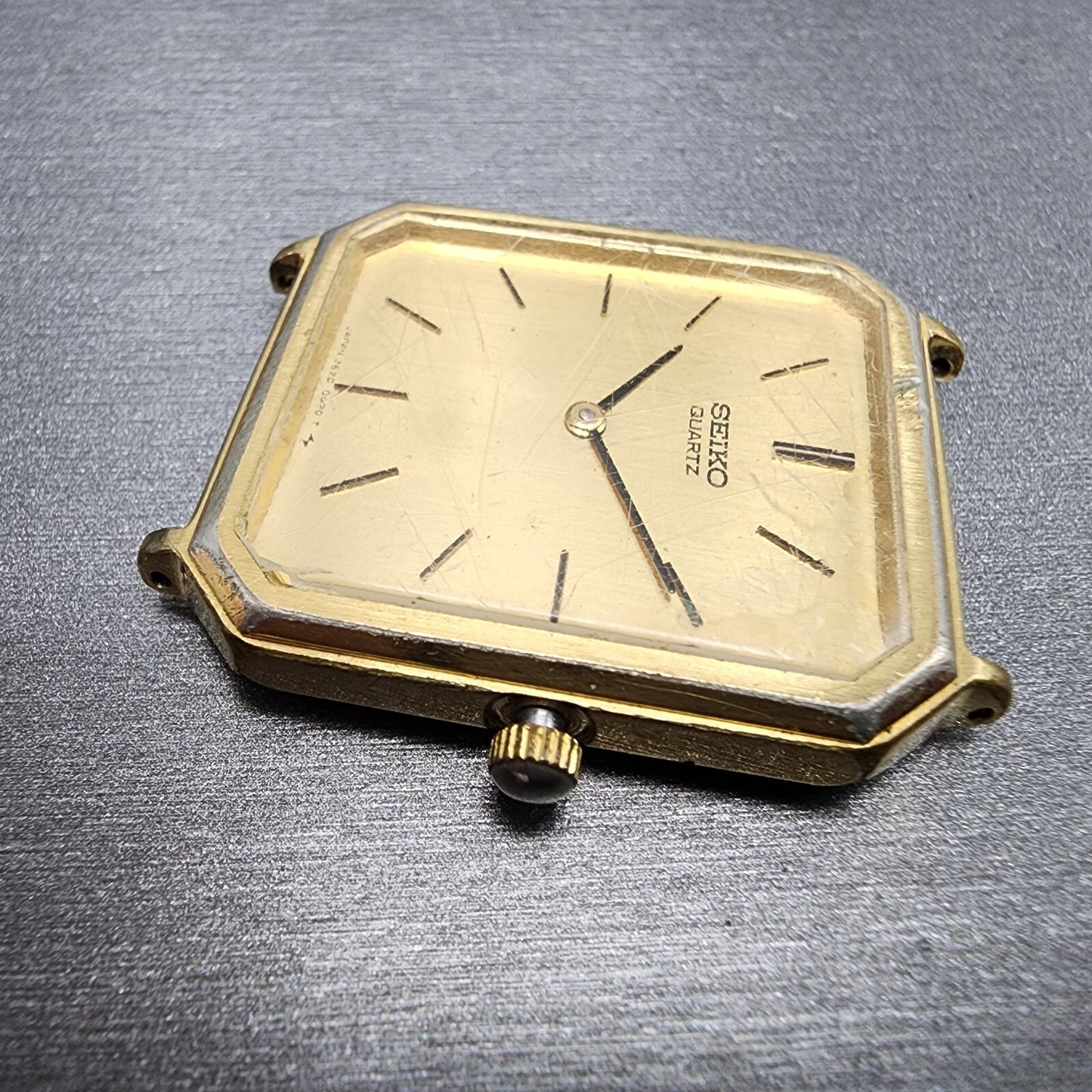 Seiko Tank Watch Men 29mm Gold Dial Gold Tone Octagon 2620-5270 PARTS VTG