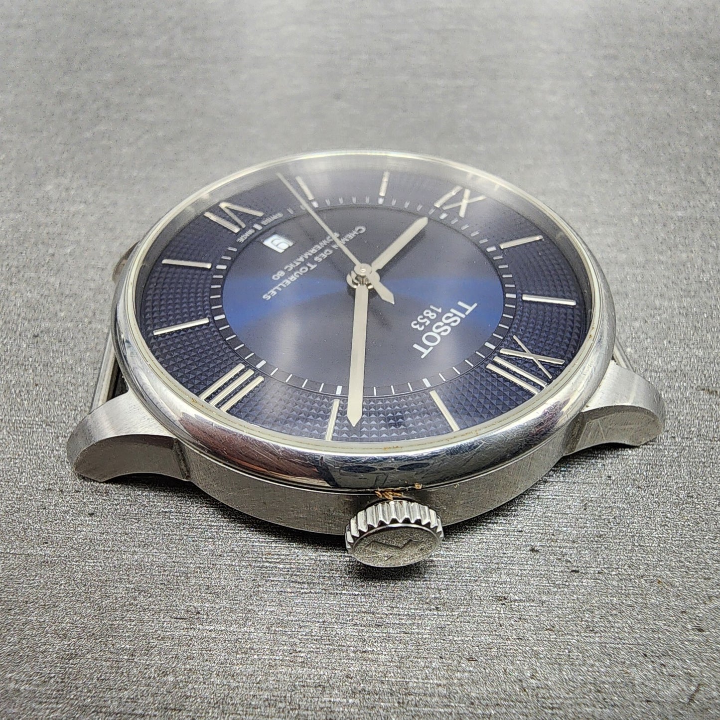 Tissot Chemin Des Tourelles Powermatic 80 Watch Men Blue Dial Steel Date READ!!