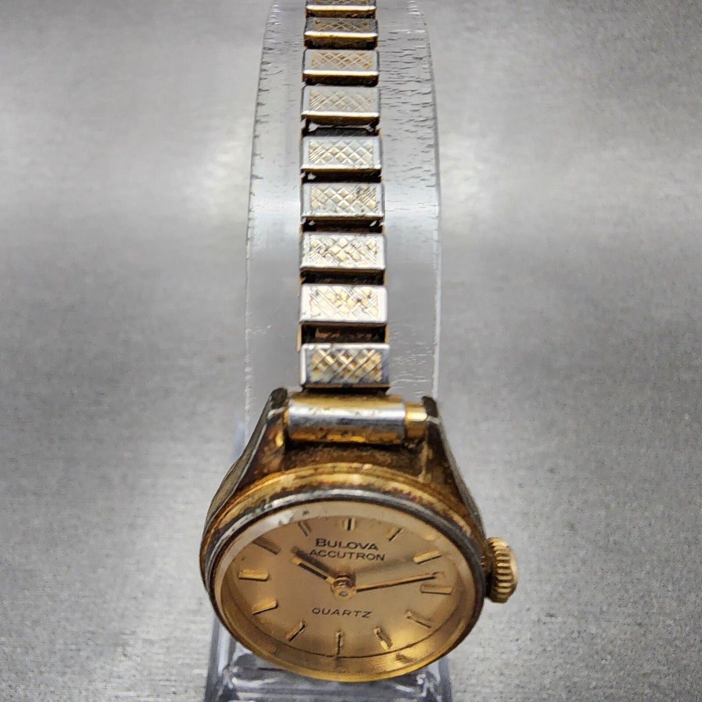 VTG Bulova Accutron Watch Women 22mm Gold Dial Gold Tone Round N8 PARTS