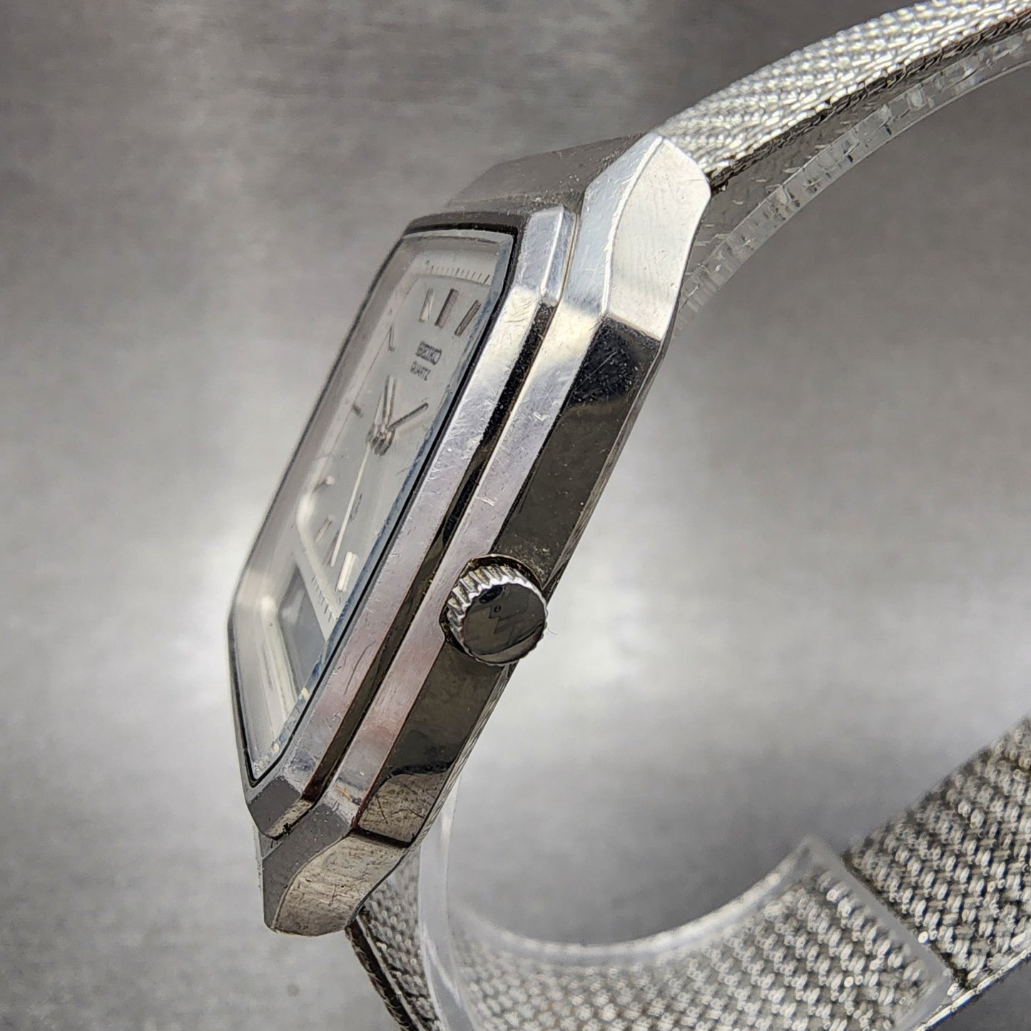 Seiko Tank Watch Men 31mm Analog Digital Silver Dial Steel H449-5000 New Battery