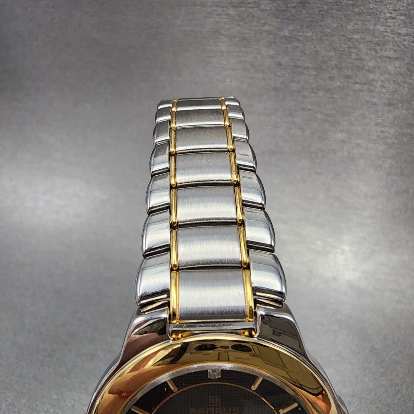 Benrus Watch Men 33mm Black Dial Two Tone Round NOS W/Box 109.579.2 PARTS