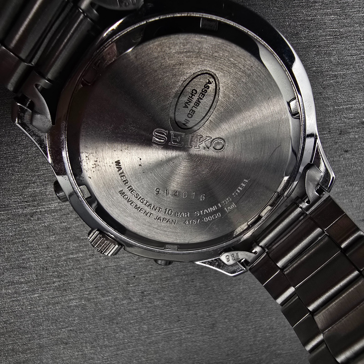 Seiko Chronograph Watch Men 43mm Black Dial Silver Tone Date 4T57-00G0 New Batt14