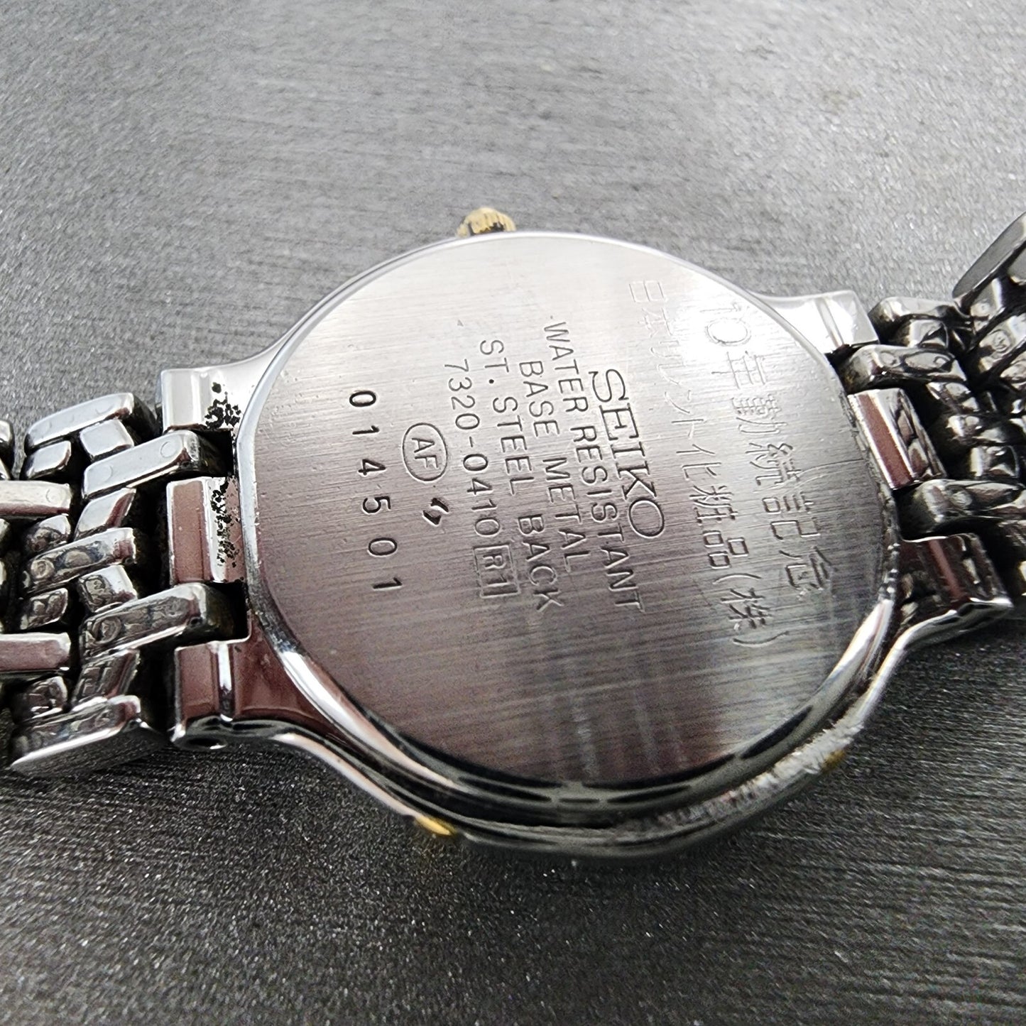 Seiko Exceline Watch Women 24mm Silver Dial Two Tone Round 7320-0410 New Battery