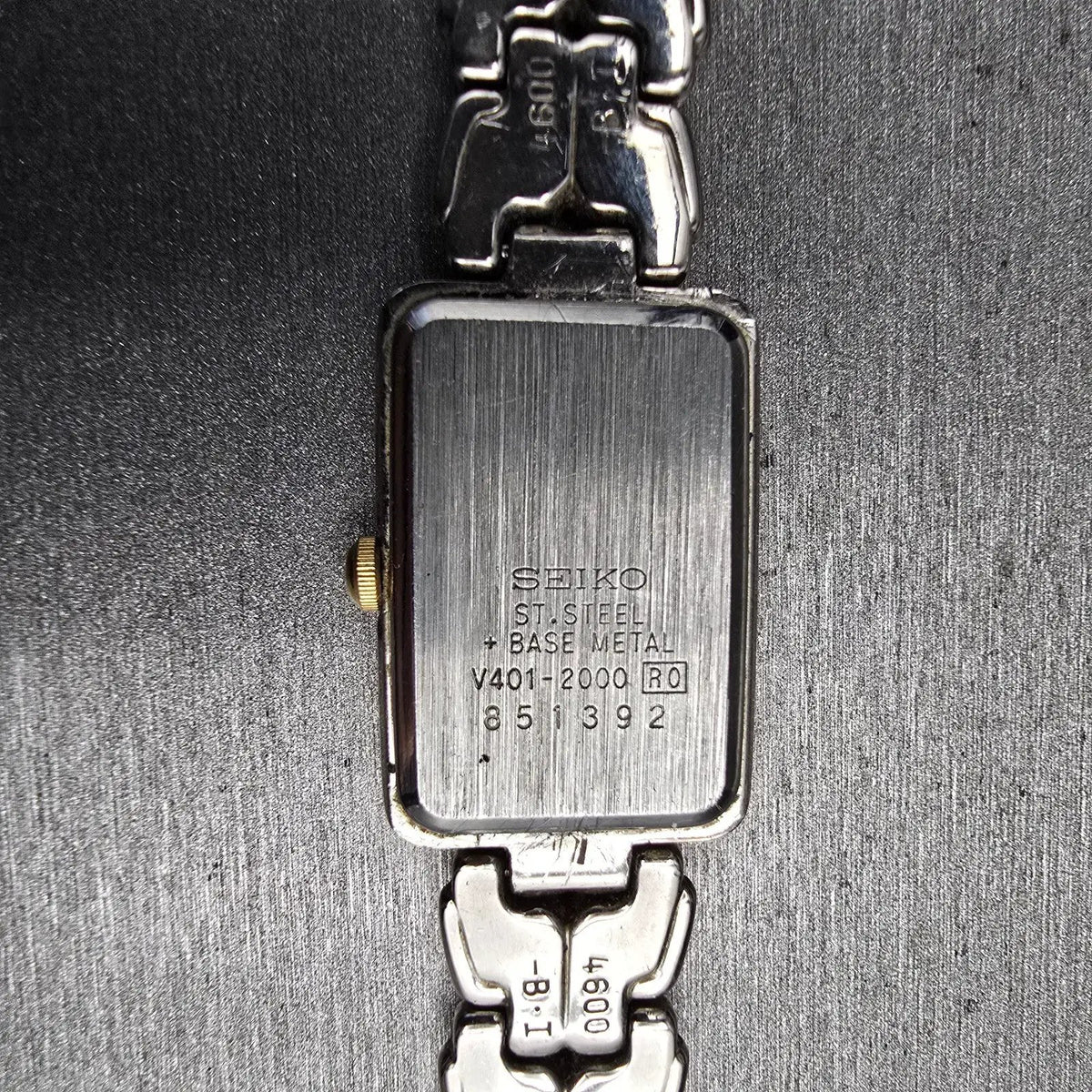Seiko Tank Watch Women 18mm Cream Dial Silver Tone Rectangle V401-2000 New Batt10