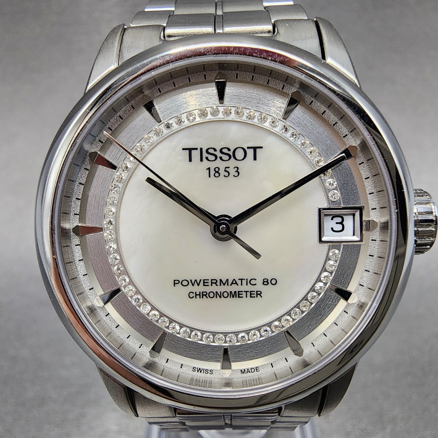 Tissot T-Classic Powermatic 80 Watch Women 30mm MOP Dial Stainless Steel Diamond