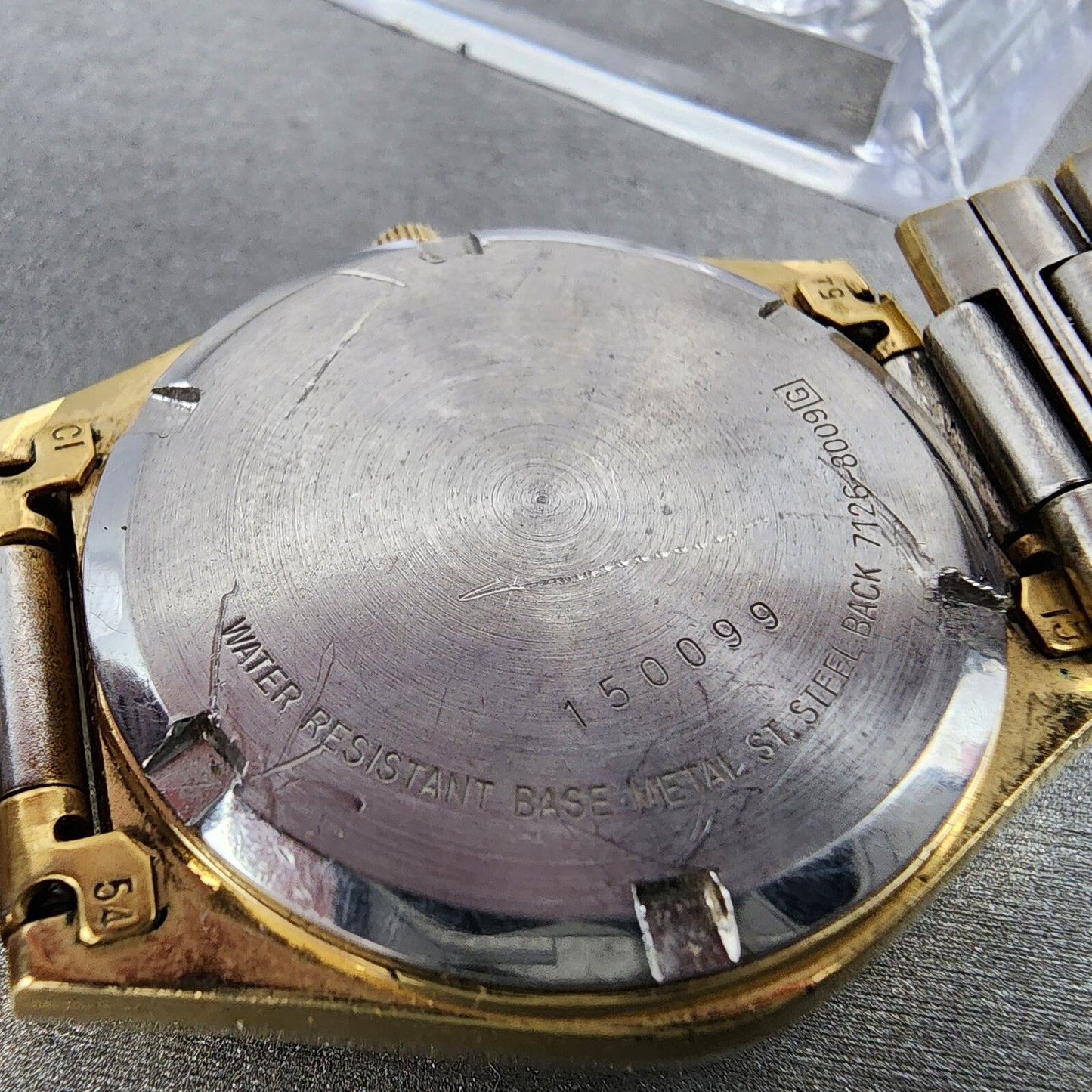 Seiko SQ Watch Men 36mm Gold Dial Gold Tone Daydate Round 7126-8009 New Battery
