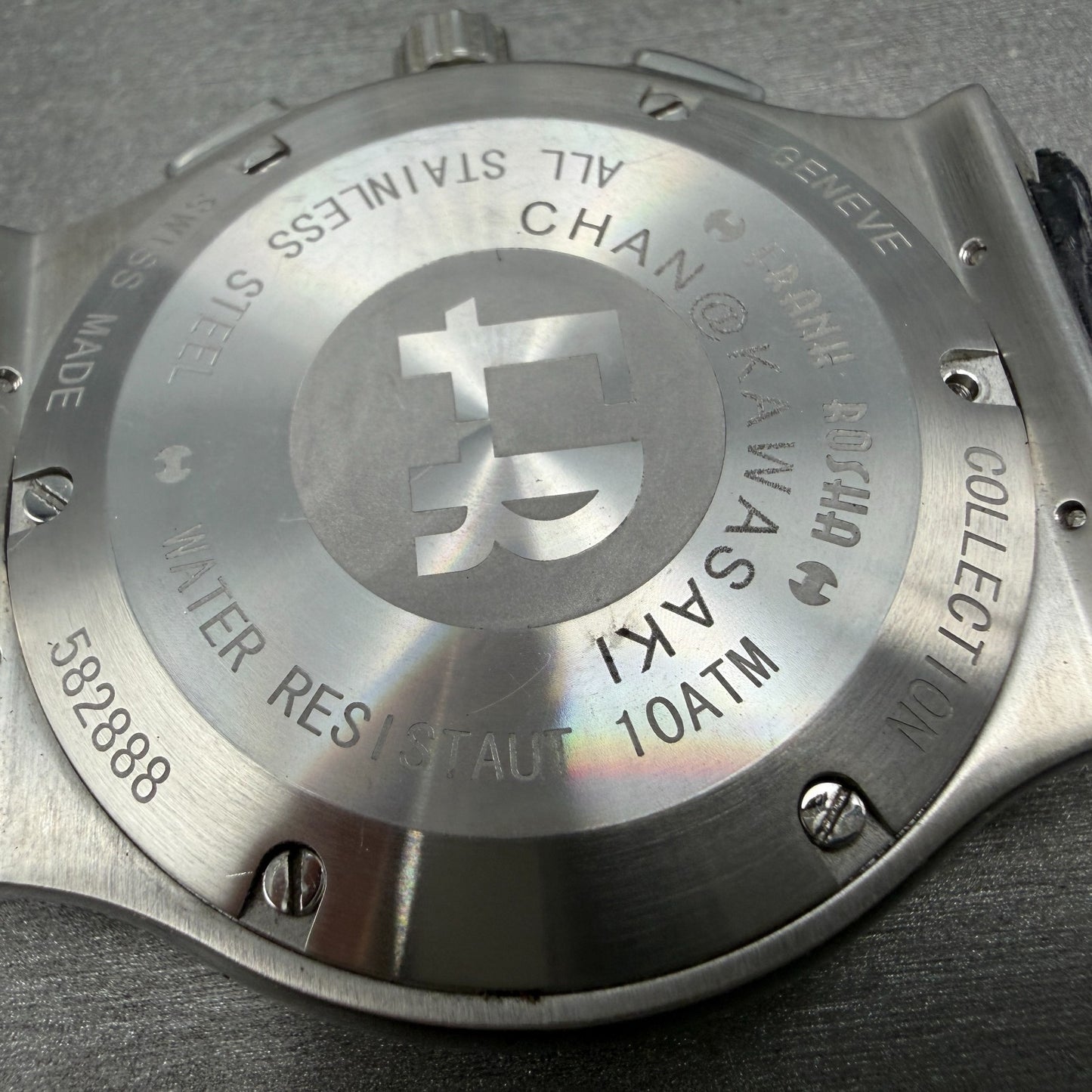 Frank Rosha Chronograph Watch Men 45mm Black Dial Steel Date Gem Bezel New batt11