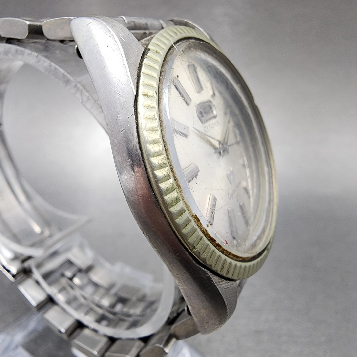 Citizen Crystal Seven Watch Men 37mm Silver Dial Steel Daydate Round Automatic