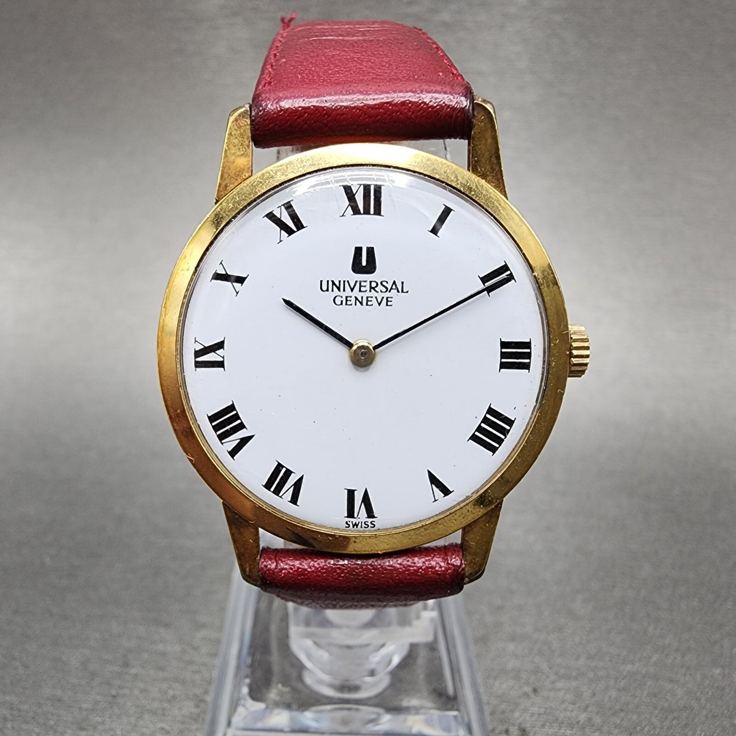 Universal Geneve Watch Men 31mm White Dial Gold Tone Manual Wind 542101 Runs
