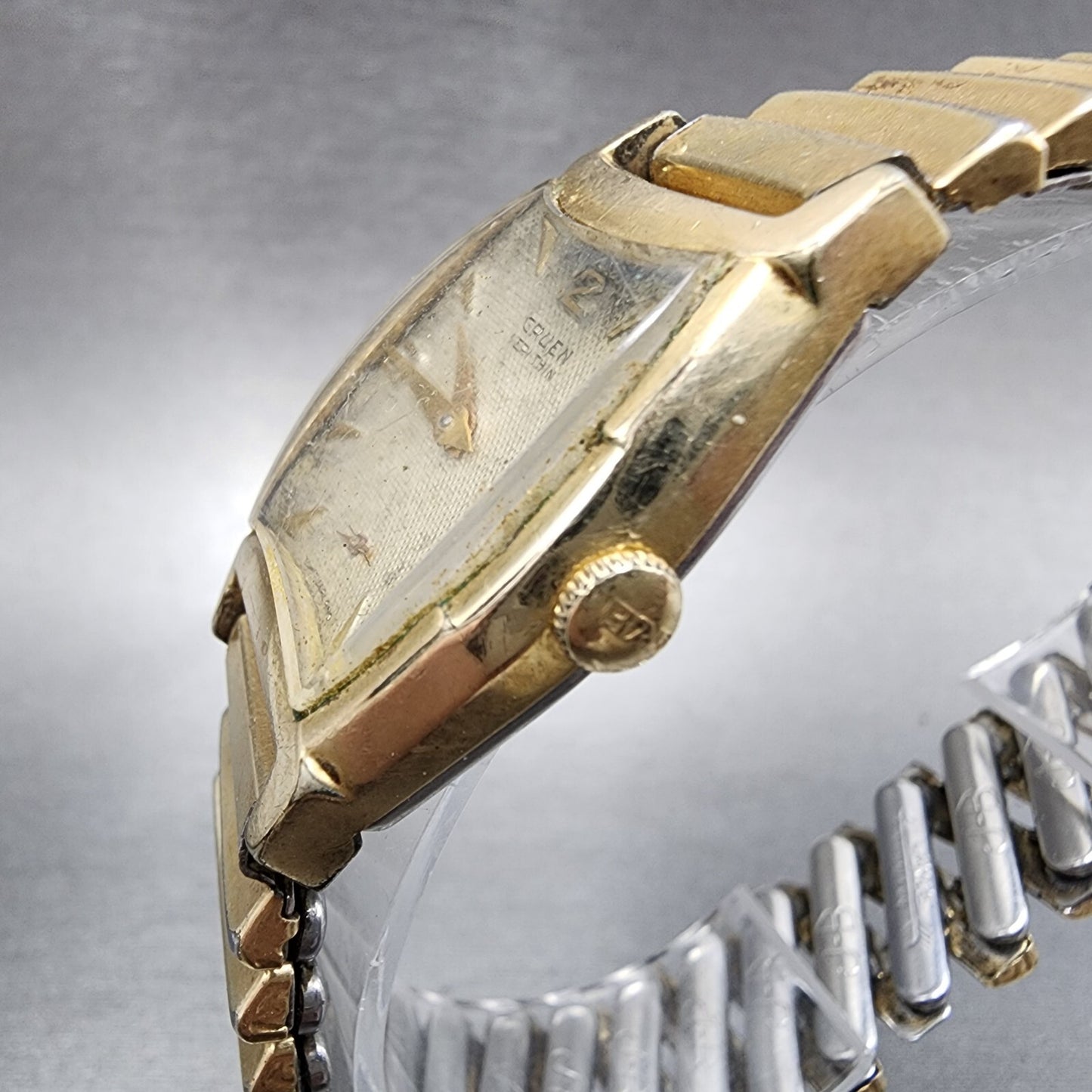 VTG Gruen Veri Thin Watch Men 25mm Cream Dial Gold Filled Manual Wind Cal 415