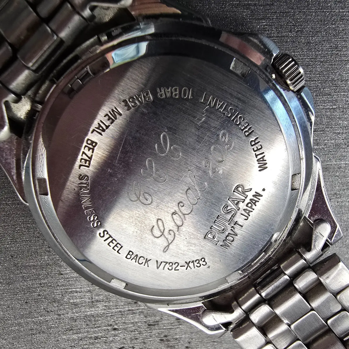 Pulsar Dive Watch Men 40mm Black Dial Silver Tone Date Round V732-X133 New Batt10