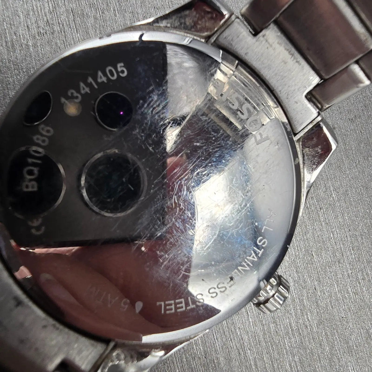 Fossil Watch Women 40mm Silver Dial Silver Tone Daydate Gemmed BQ1066 New Batt10