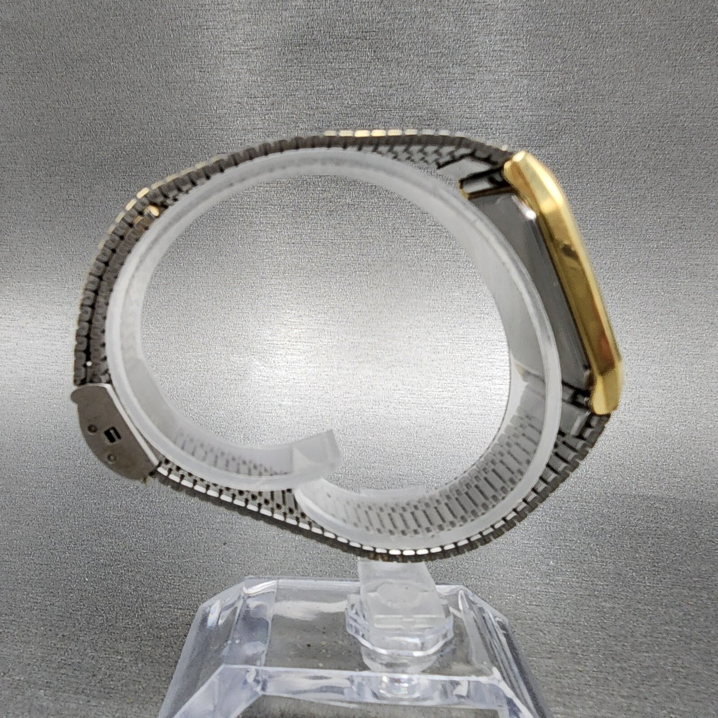Seiko Tank Watch Men 26mm Gray Dial Gold Tone Rectangle 6530-5080 New Battery