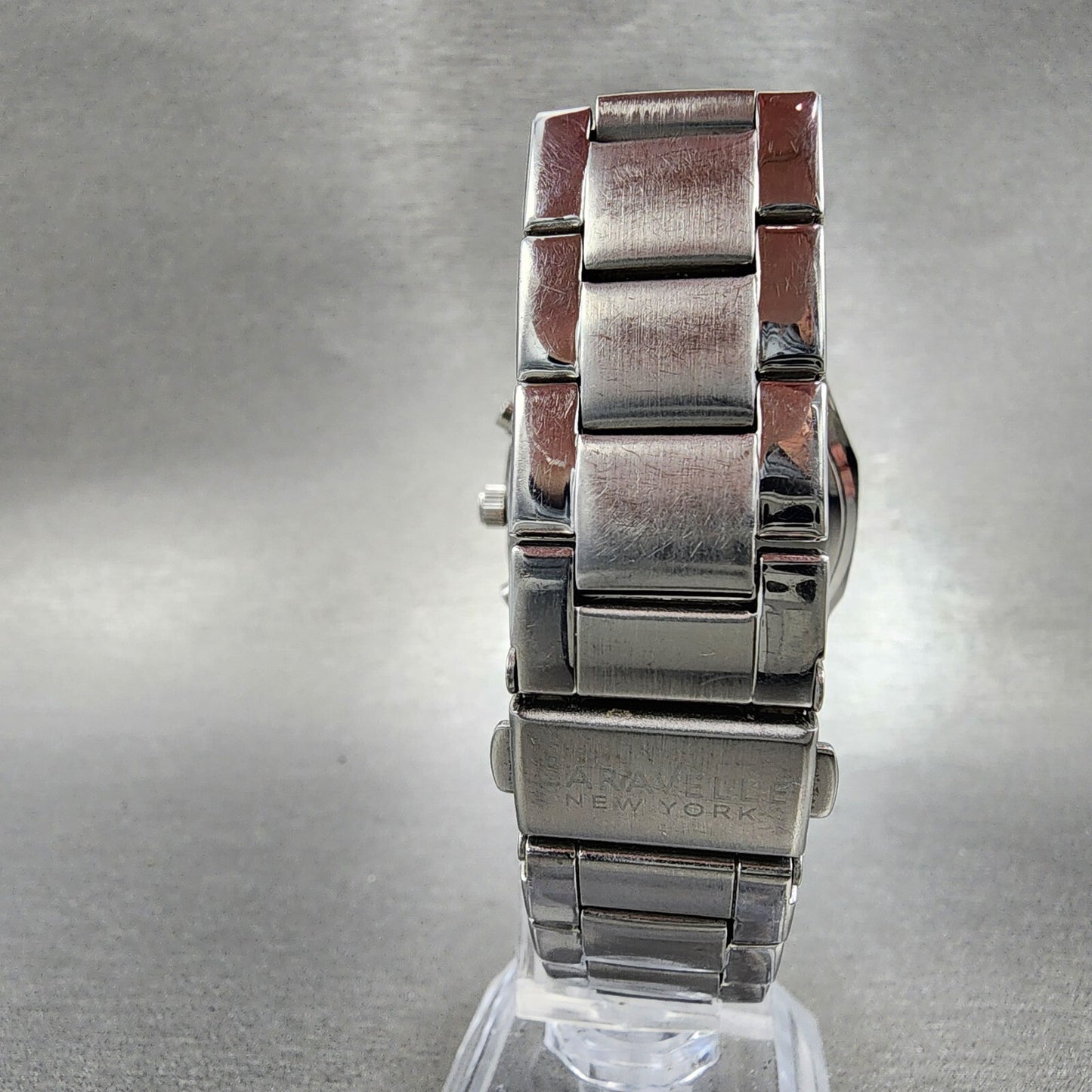 Bulova Caravelle Chronograph Watch Women 37mm MOP Dial Steel Round New Battery