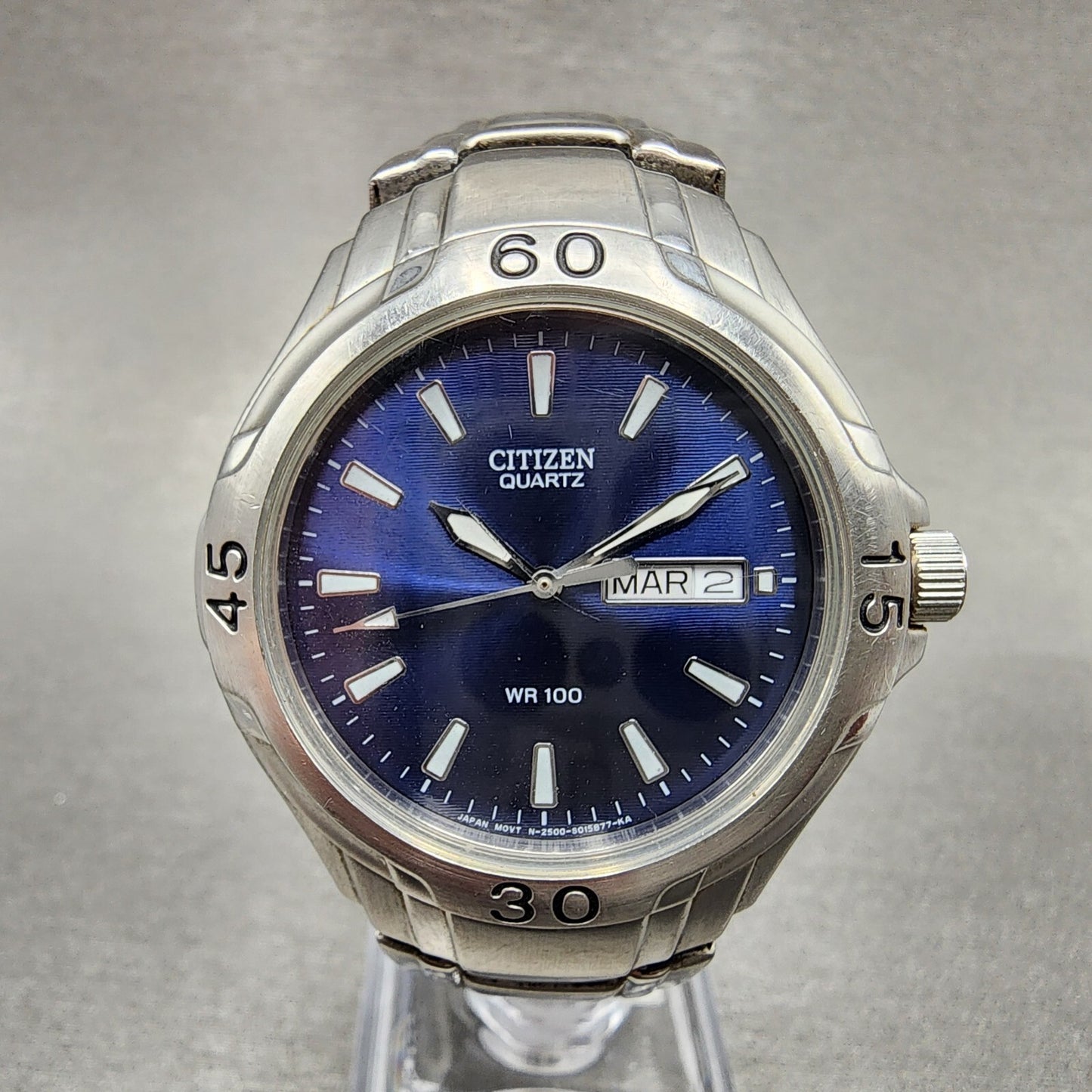 Citizen Dive Watch Men 38mm Blue Dial Steel Daydate Round 2500-S008557 PARTS
