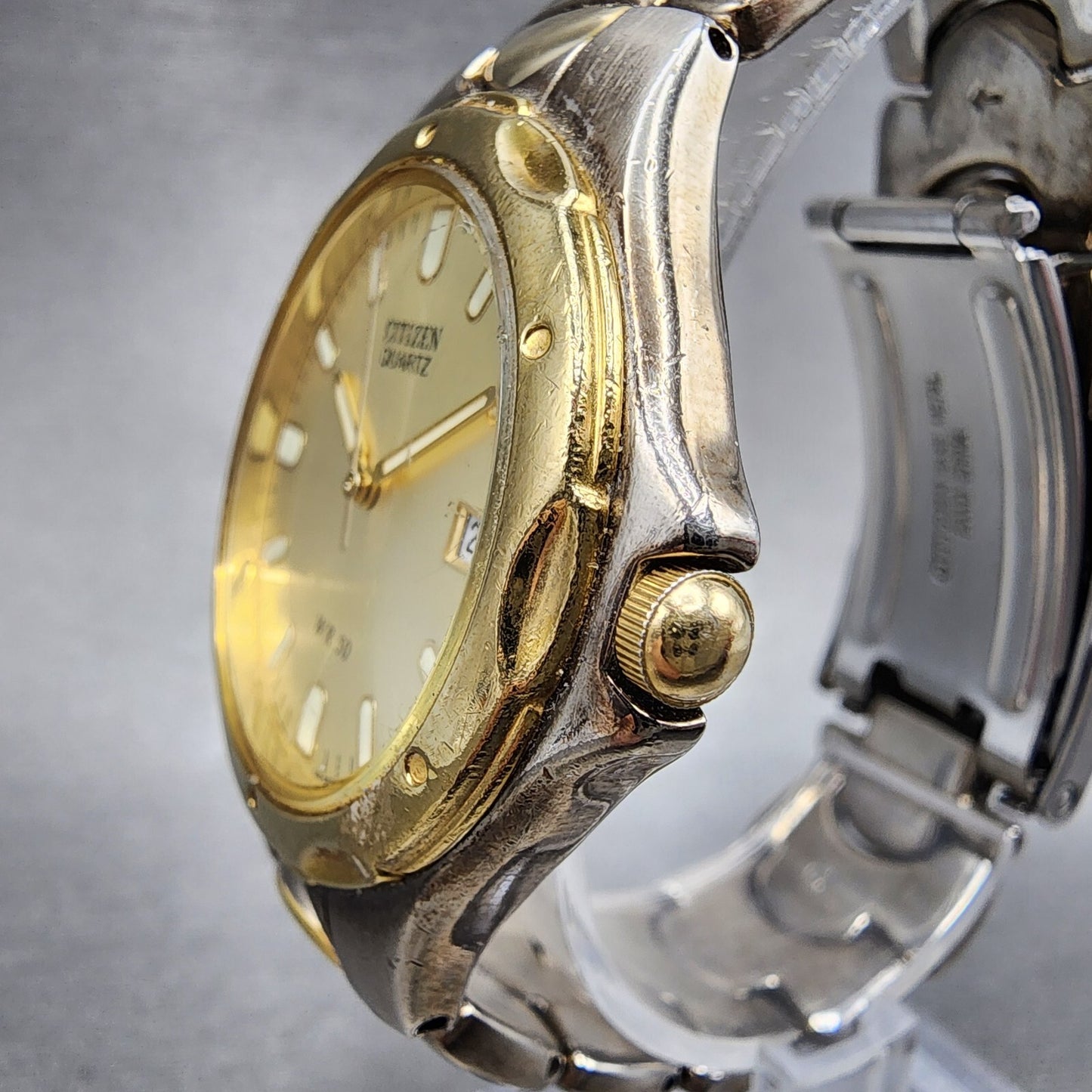 Citizen Watch Men 36mm Champagne Dial Two Tone Date Round 1112-S68334 New Batt