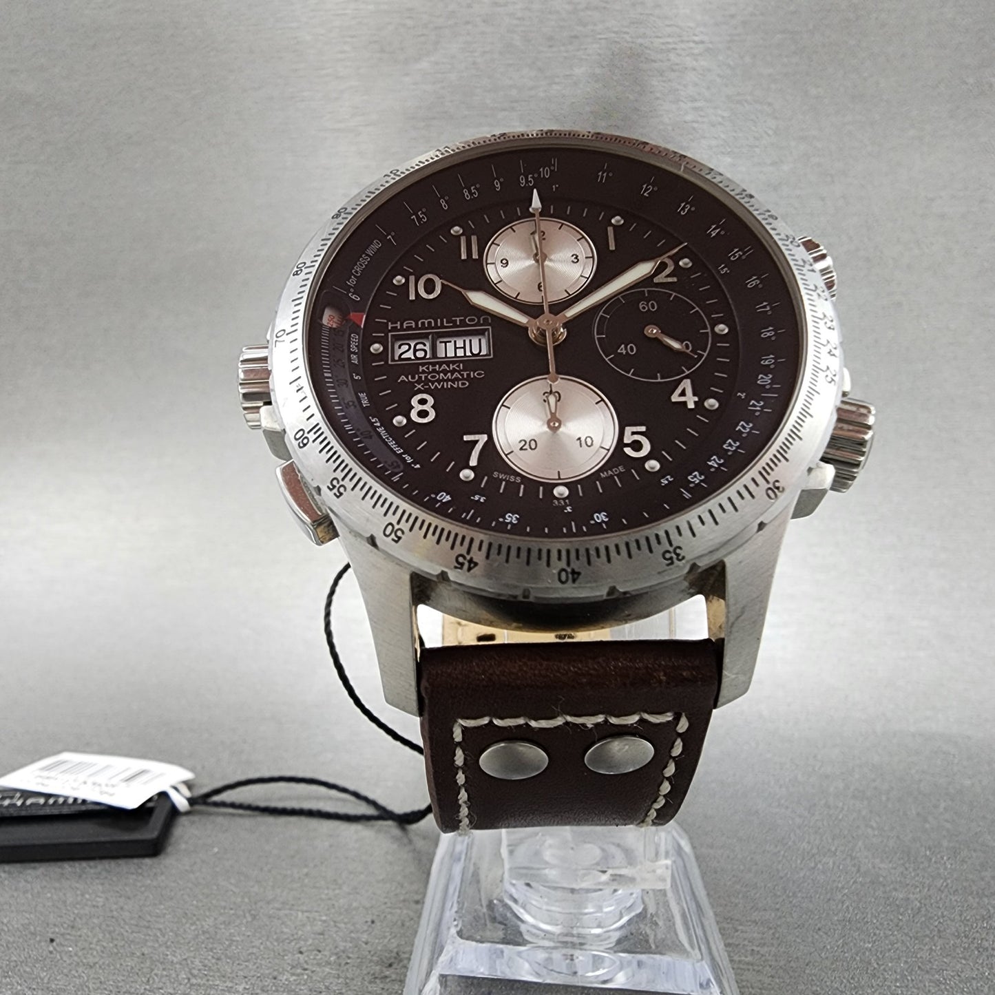 Hamilton Aviation X-Wind Chronograph Watch Men 44mm Black Dial Steel Date Runs