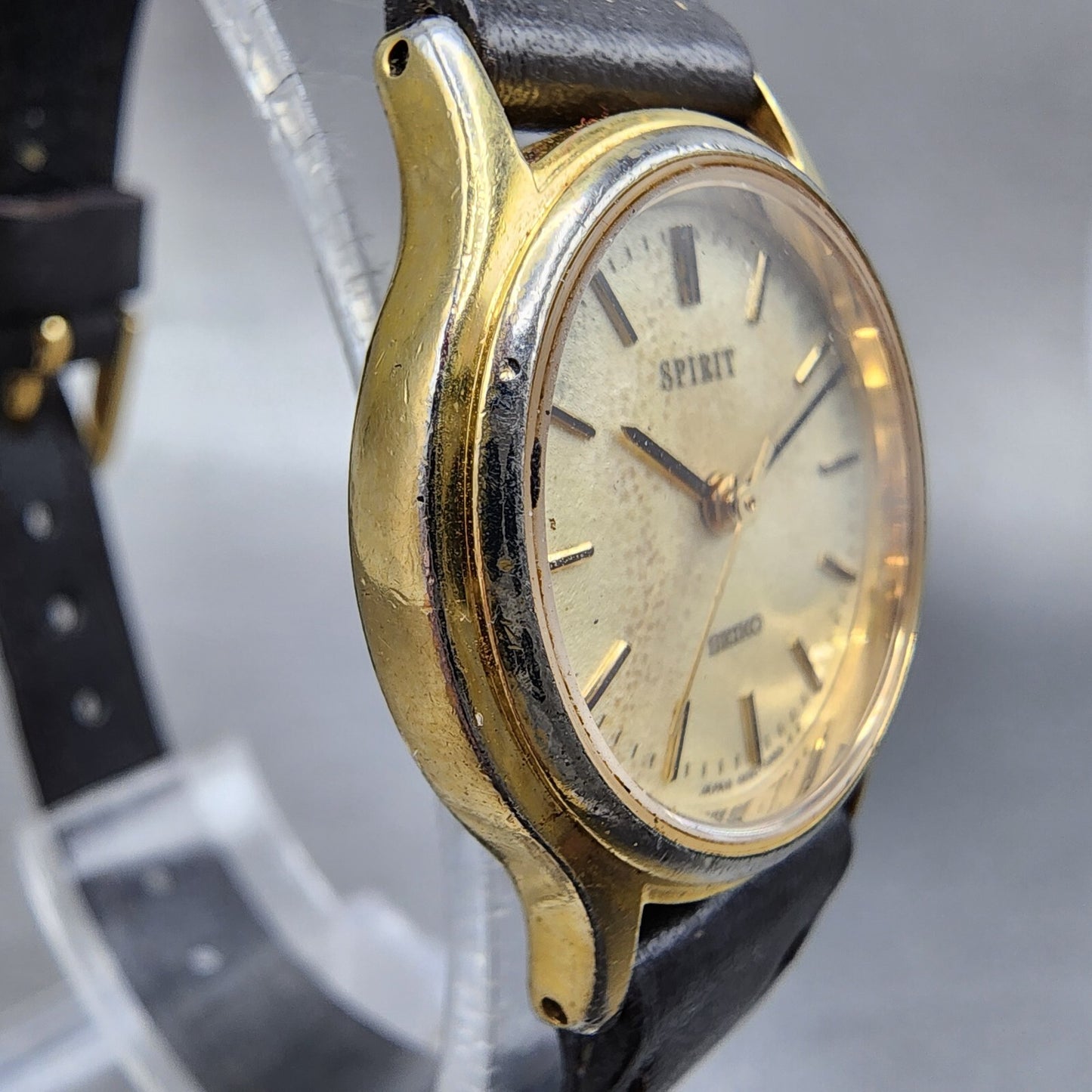 Seiko Spirit Watch Women 23mm Champagne Dial Gold Tone 4n21-0450 New Battery