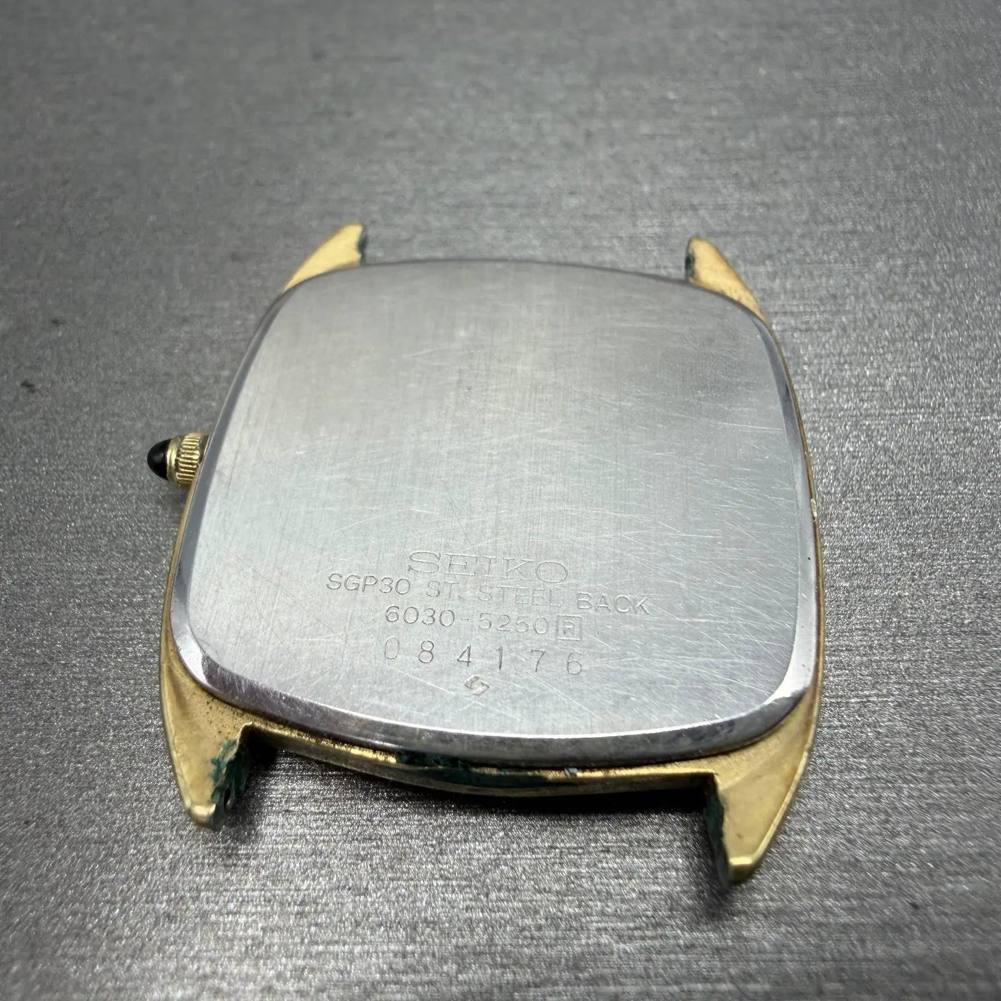 Seiko Watch Men 30mm Champagne Dial Gold Tone Rectangle 6030-5250 New Battery10