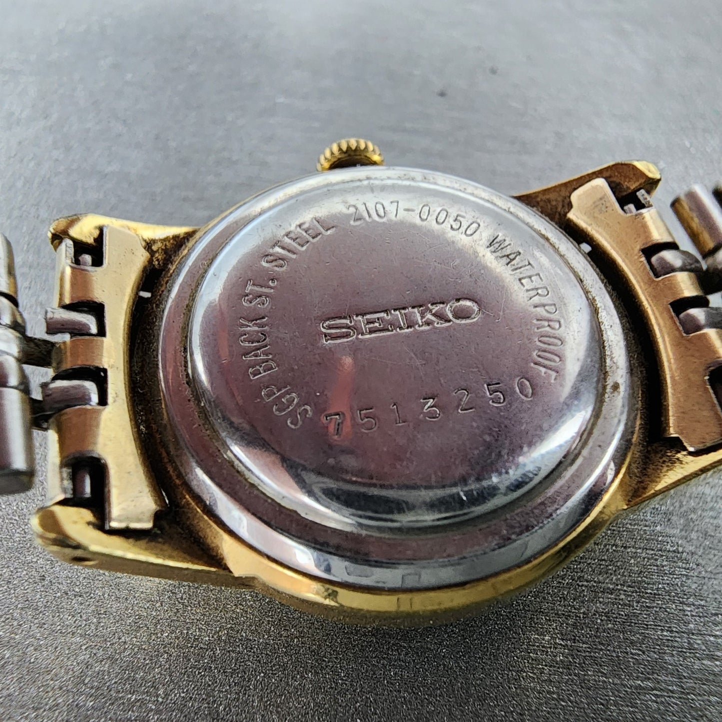 Seiko Watch Women 27mm Silver Dial Two Tone Manual 2107-0050 Runs