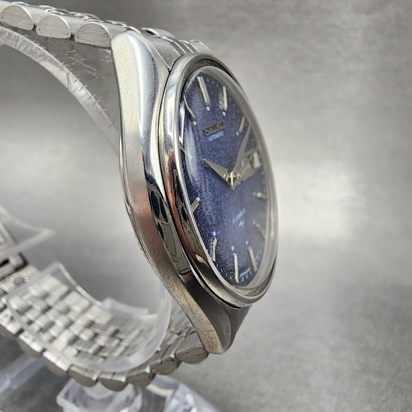 Seiko Automatic Watch Men 38mm Blue Texture Dial Steel Daydate 6309-8480 Runs AB