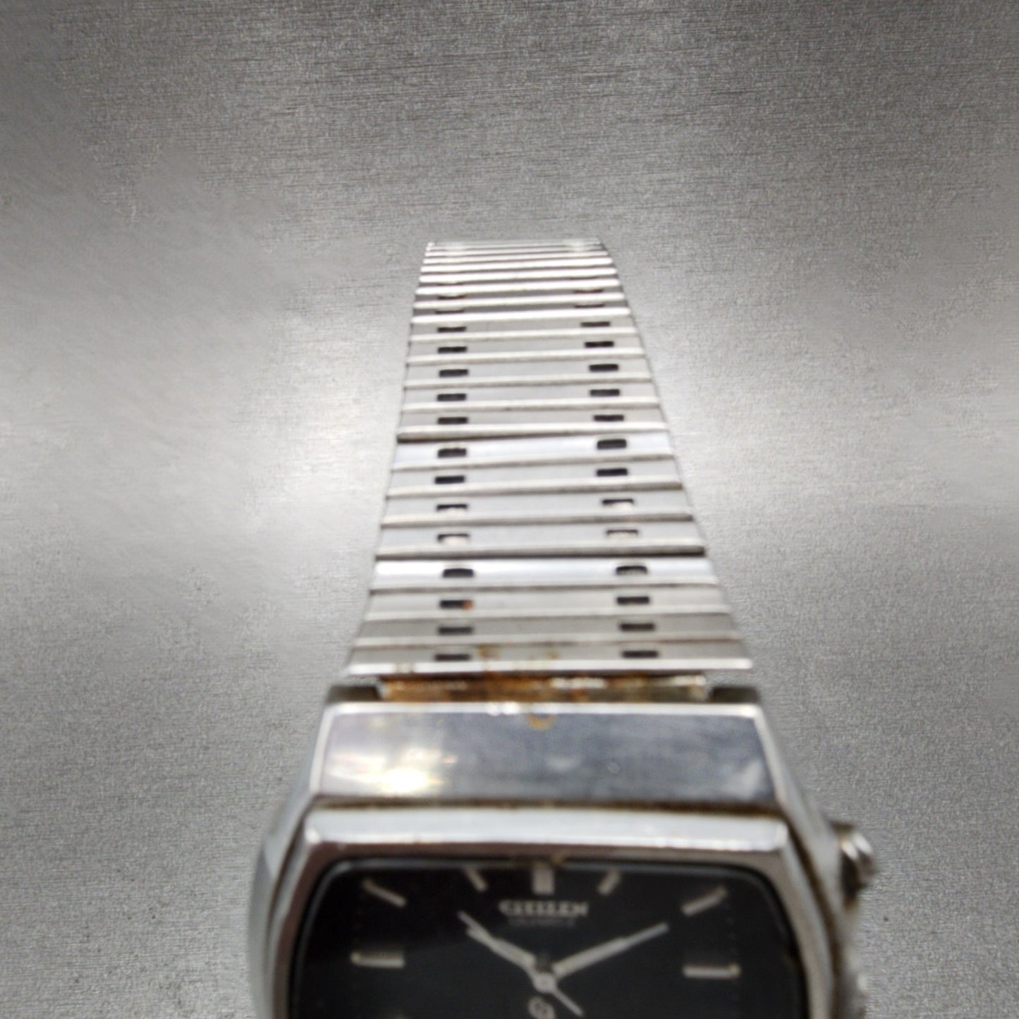 Citizen CQ Analog Digital Watch Men 35mm Black Dial Steel Rectangle READ!!! Runs