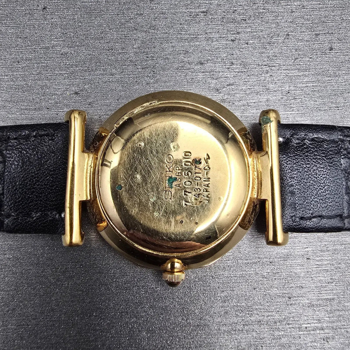 Seiko Watch Men 31mm White Dial Gold Tone Round 43-0170 New Battery Vintage10