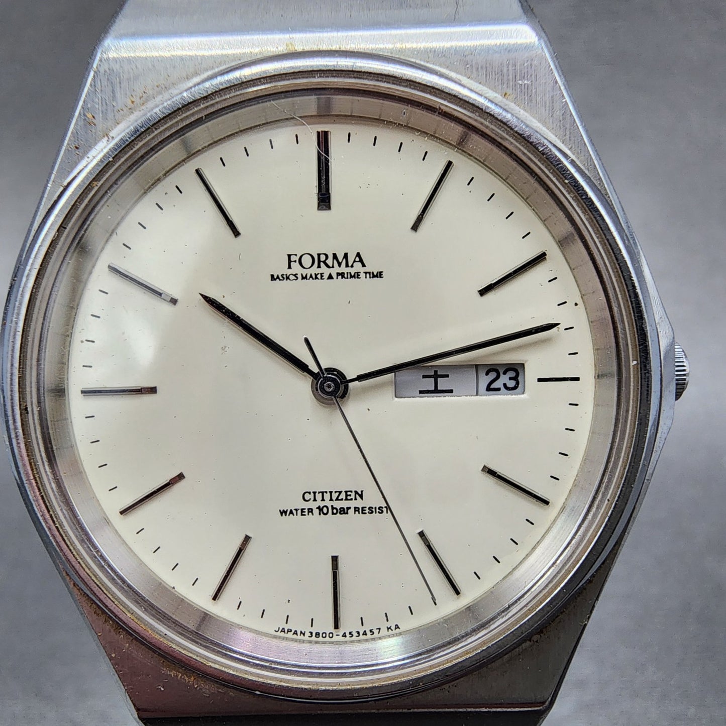 Citizen Forma Watch Men 35mm Cream Dial Steel Daydate Round 3800-451759 New Batt