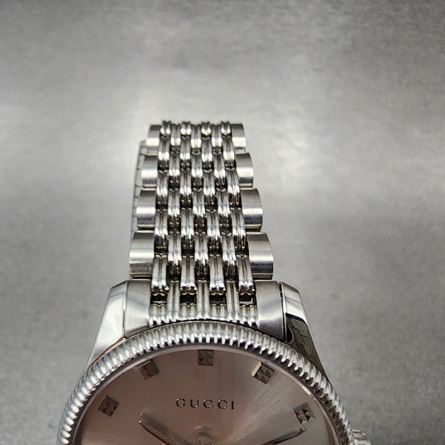 Gucci G-Timeless Watch Women 29mm Silver Dial Steel Round Bracelet YA1265019