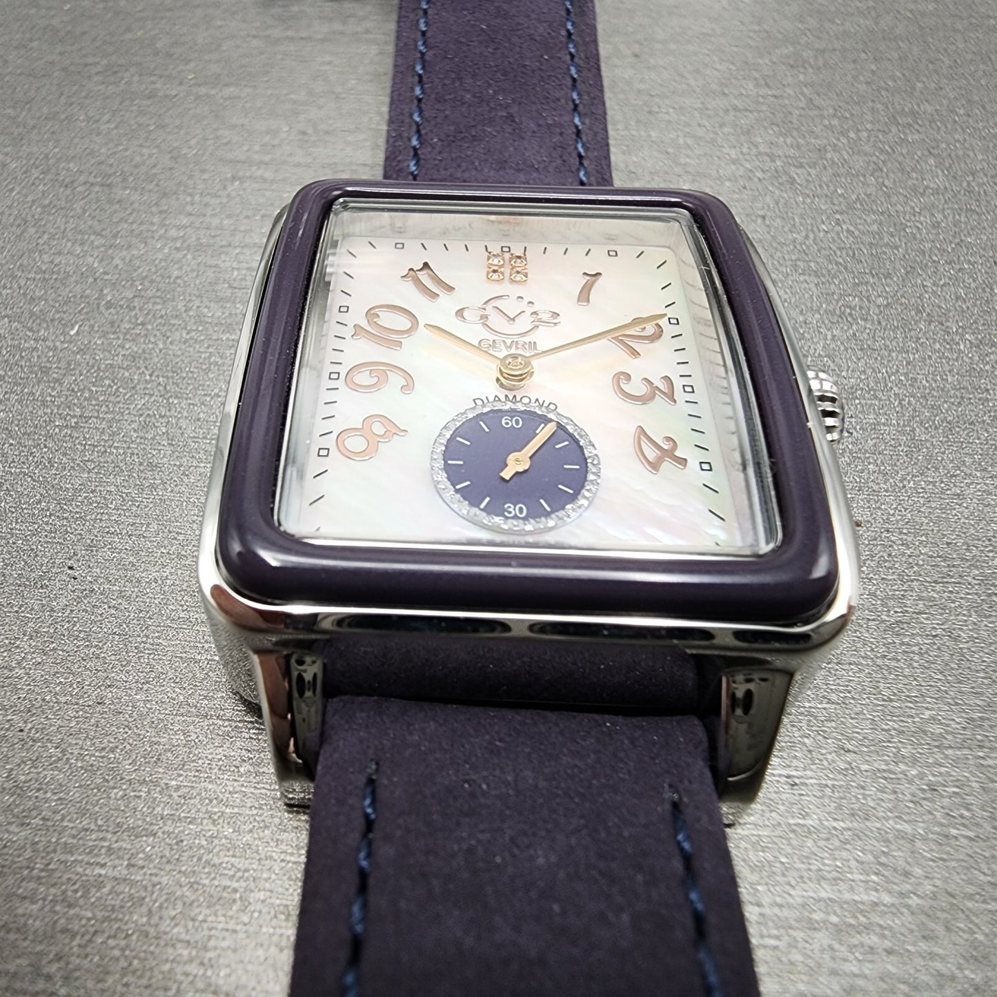 Gevril GV2 Bari Viva Tank Watch Women 32mm MOP Dial Steel Diamond Rectangle 9260