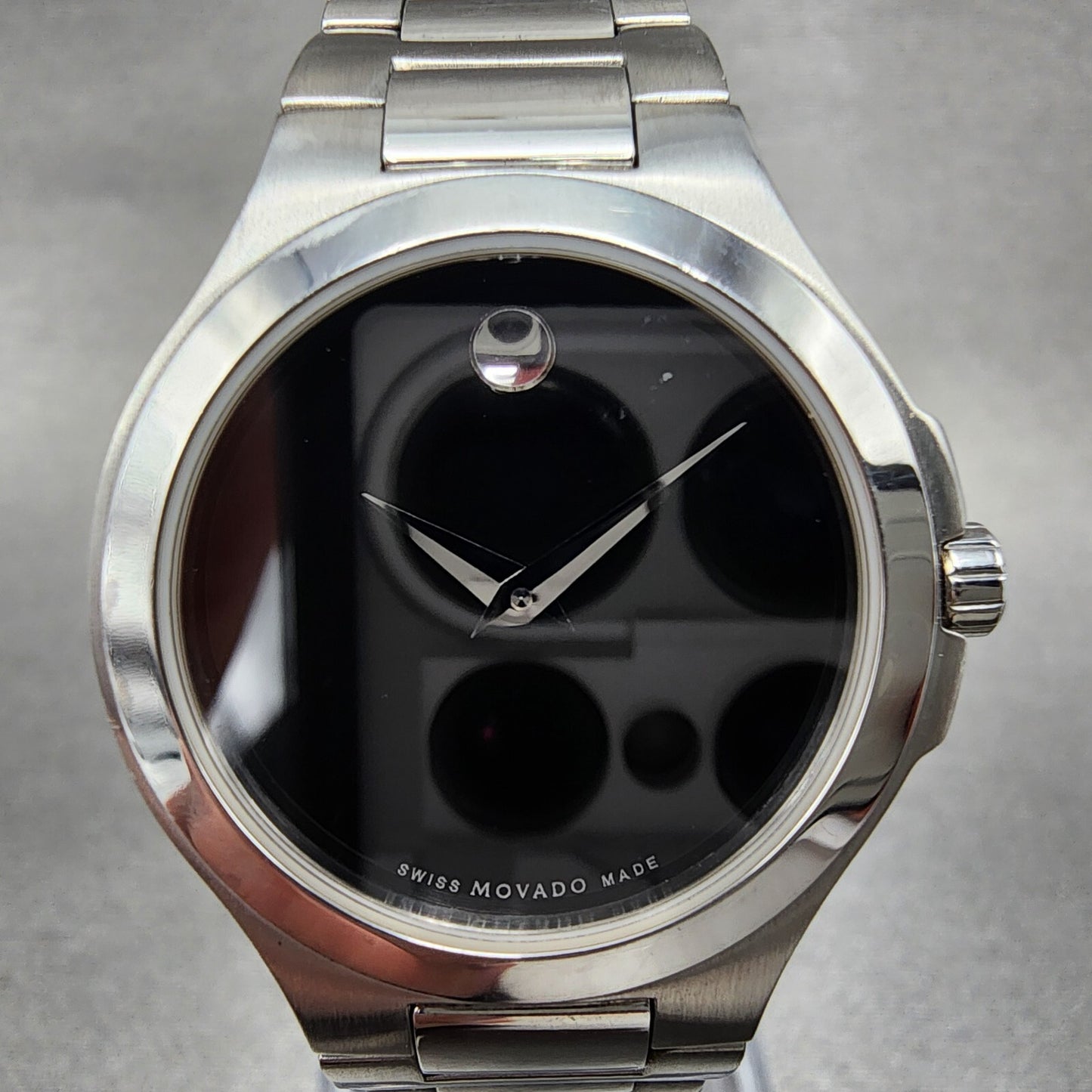 Movado Museum Watch Women 28mm Black Dial Stainless Steel Round New Battery