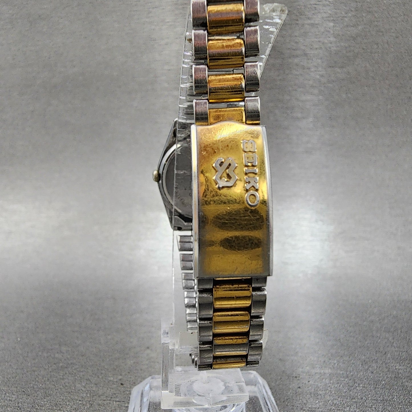 Seiko SQ Watch Women 24mm Champagne Dial Two Tone Daydate 2a23-0030 New Battery