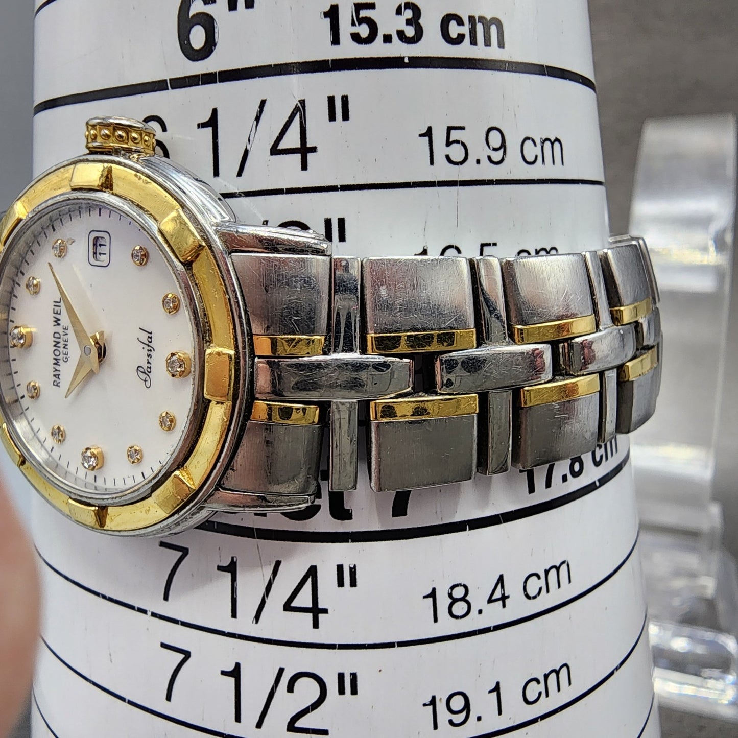 Raymond Weil Parsifal 27mm MOP Dial Two Tone Date Diamond Markers 9440 New Batt11