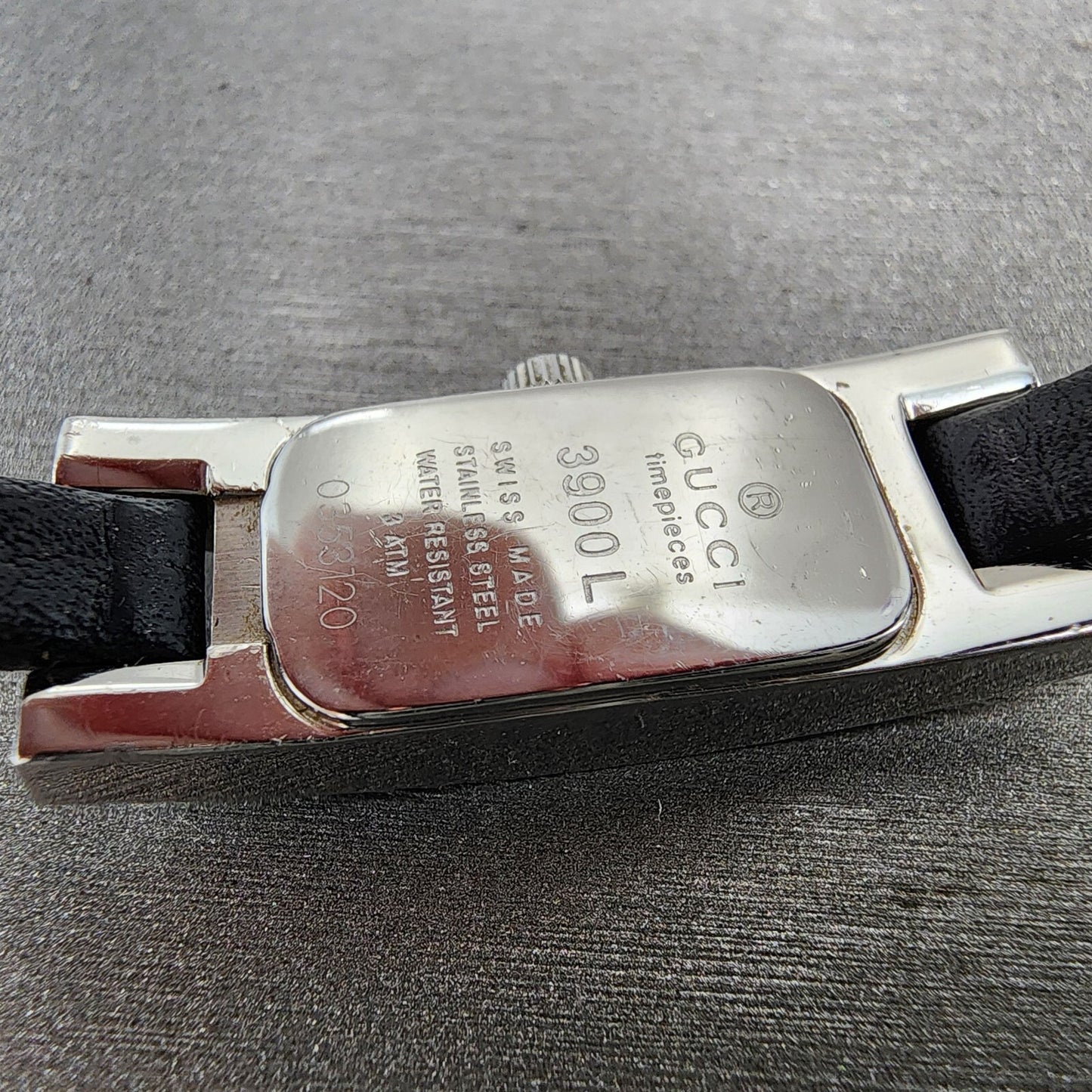 Gucci 3900L Tank Watch Women 12mm Black Dial Steel Rectangle PARTS