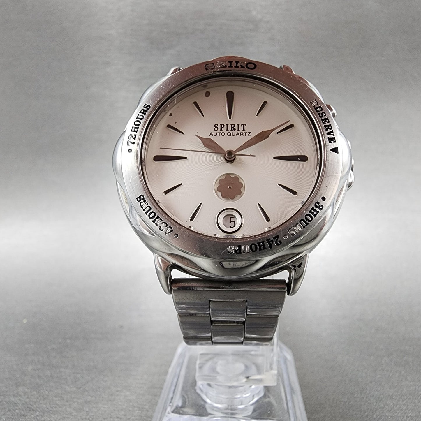 Seiko Spirit Auto quartz Watch Men 38mm White Dial Steel Date 5M25-6A00 PARTS