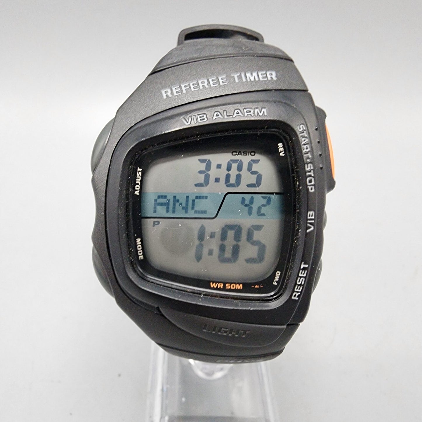 Casio Refree Timer Watch Men 39mm Digital Black PHYS Alarm Chrono New Battery