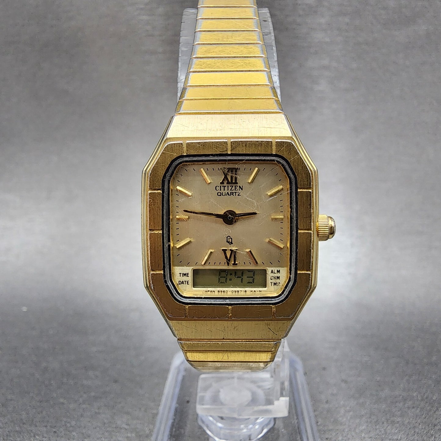 Citizen Analog Digital Watch Women 23mm Champagne Dial Gold Tone New Battery