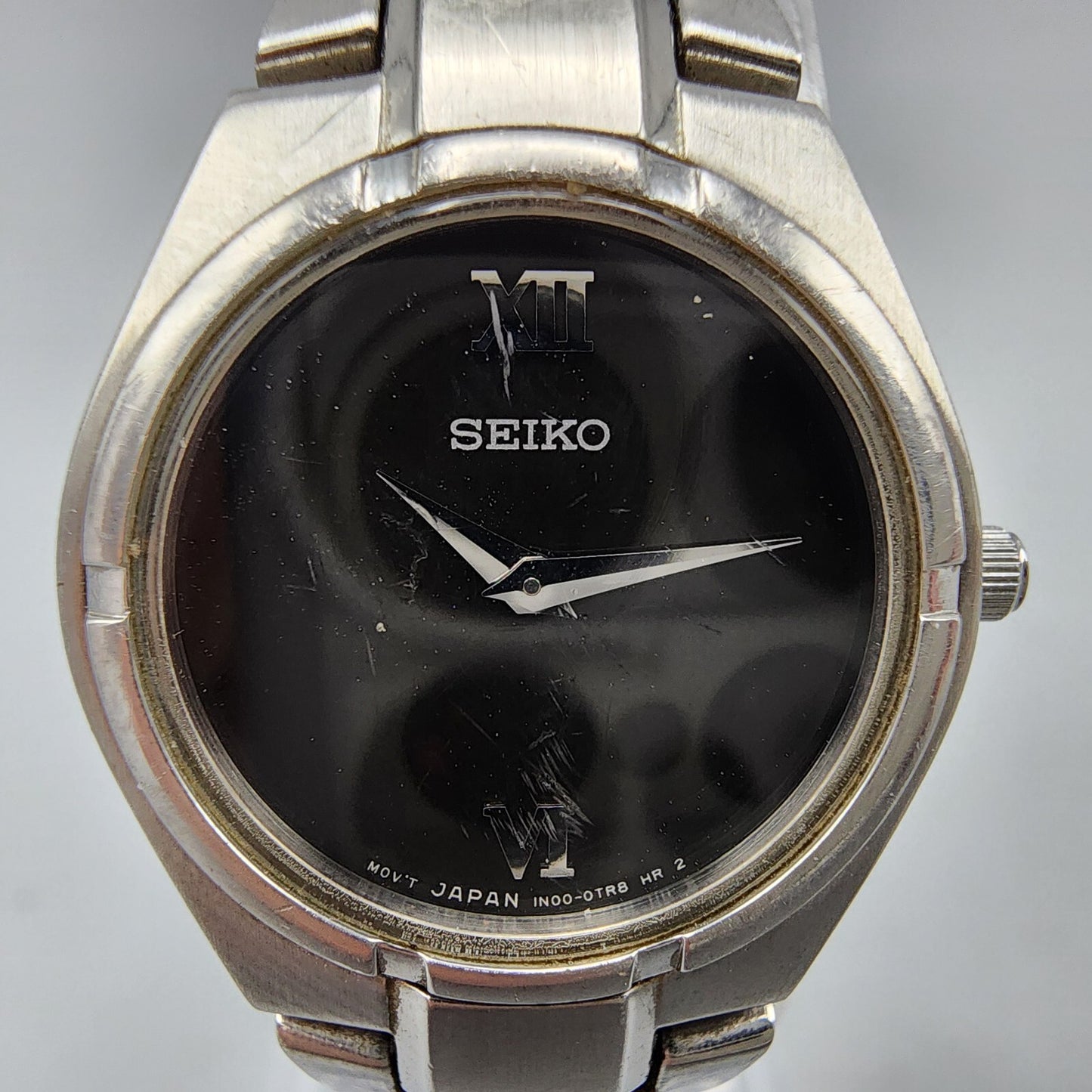 Seiko Watch Women 22mm Black Dial Silver Tone Round 1N00-0LS0 New Battery