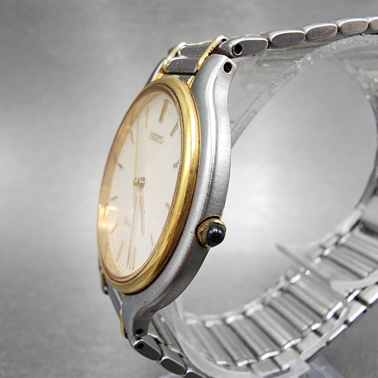 Seiko Dolce Watch Men 32mm Cream Dial Two Tone 8n41-6230 New Battery READ!