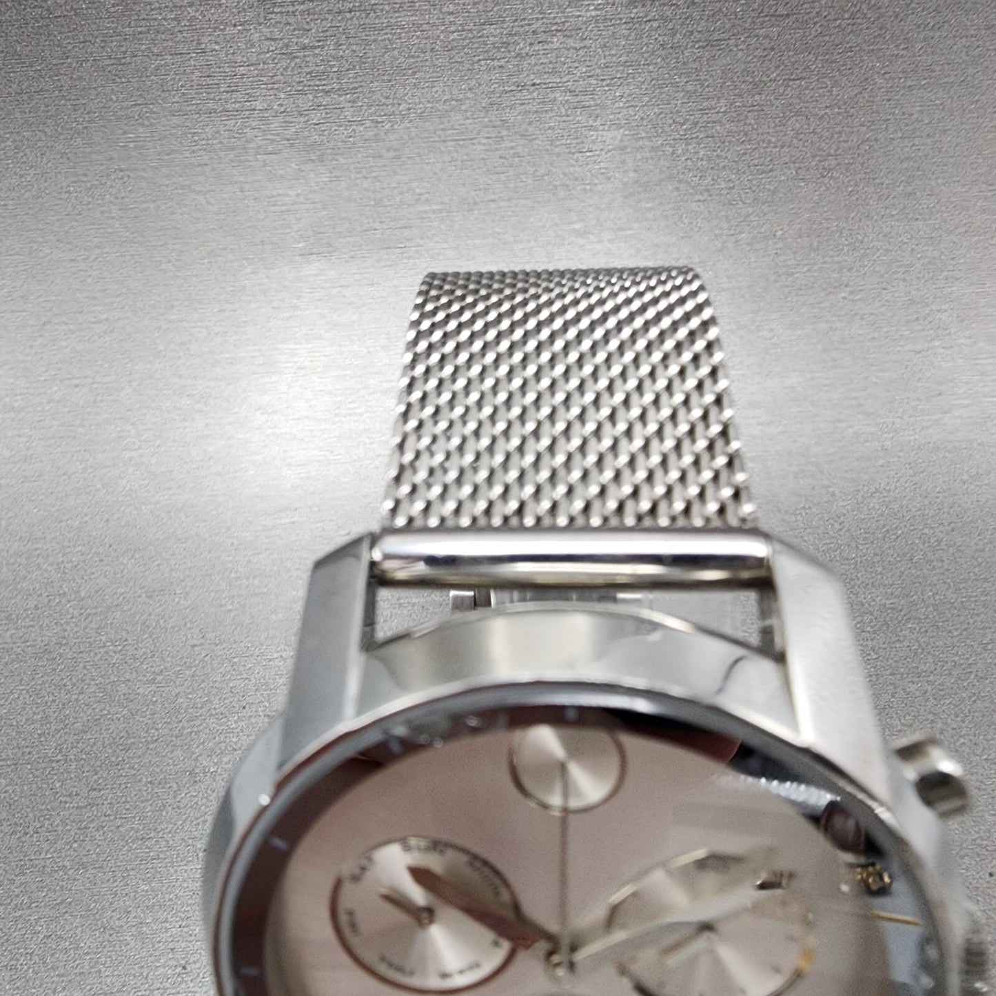 Movado Bold Chronograph Watch Men 44mm Silver Dial Steel Daydate Round New batt