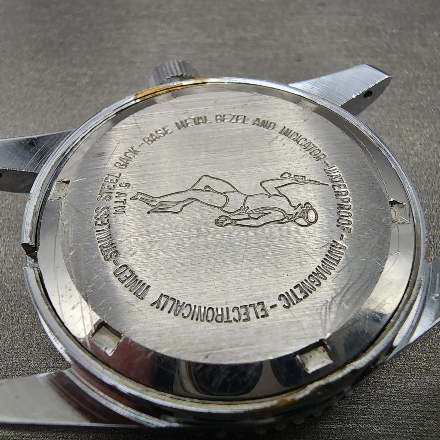 Lucerne Marine Luxus Diver Watch Men 36mm Black Dial Silver Tone Date PARTS